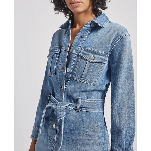 Current/Elliott The Ater Denim Romper w/Tie + Pockets Size 3 = Large MSRP$278.00 - Picture 4 of 13